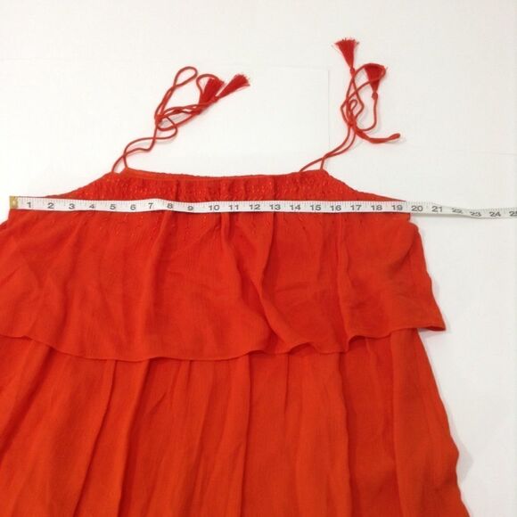 Laundry by Shelli Segal Orange Gauze Spaghetti Strap Sundress Size 10 - Picture 4 of 7